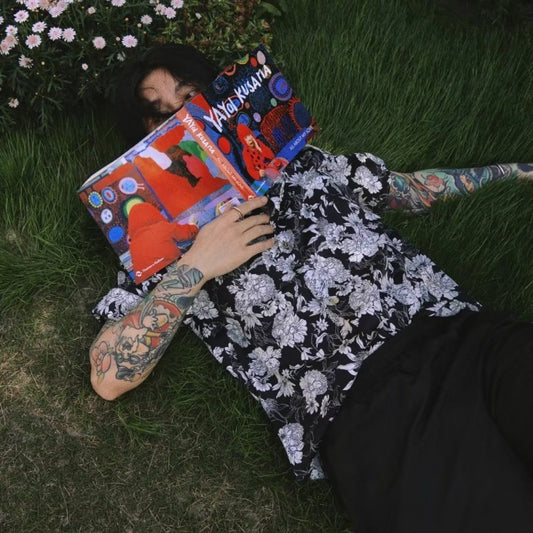 Hawaiian Black And White Camellia Summer New Short Sleeve Shirt