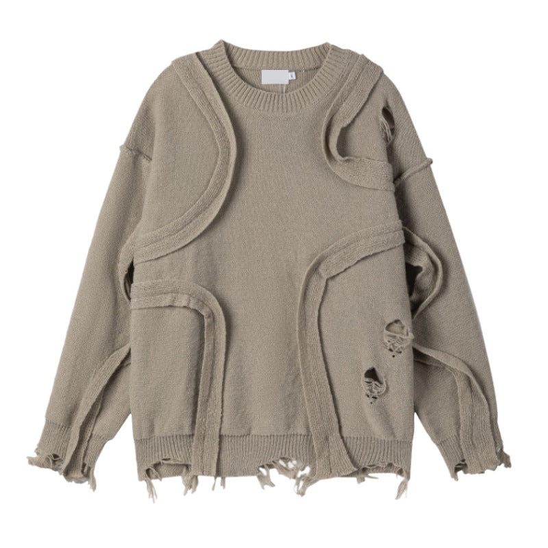 Winter New Retro Loose Fringe Design Round Neck Knitted