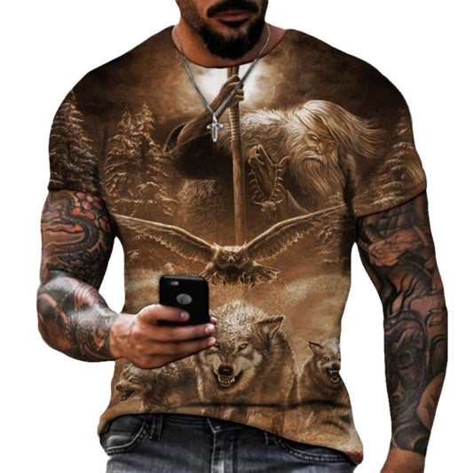 Men's Crew Neck Casual Beast 3D Digital Printing Short Sleeve