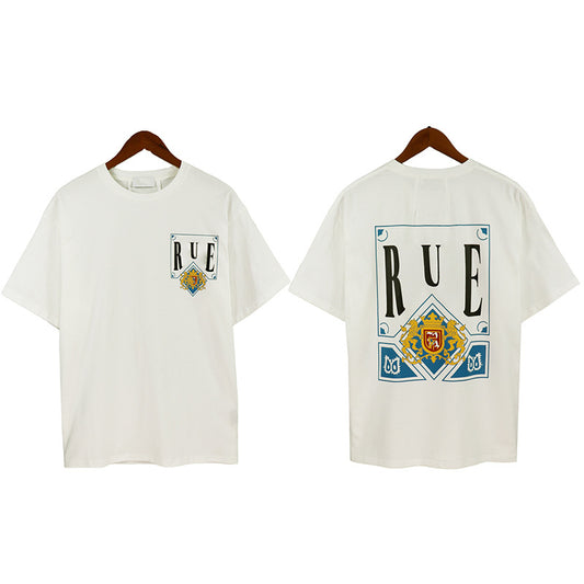 RHUDE2023 Spring And Summer New Short-sleeved American High Street Tide Brand Men And Women Genderless Poker Printed Loose T-shirt