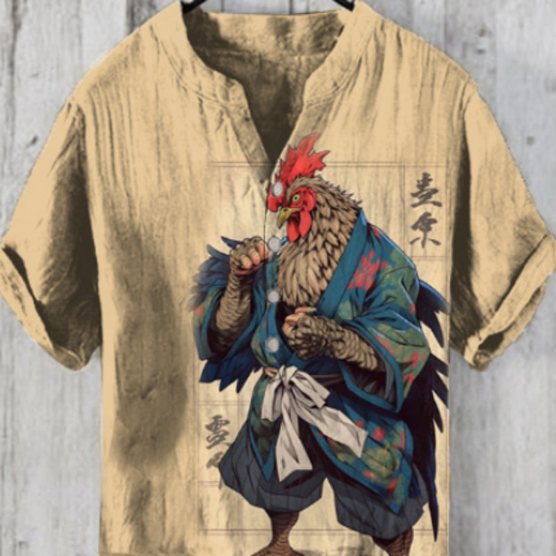 Summer Plus Size Men's Short-sleeved Shirt Three Buttons