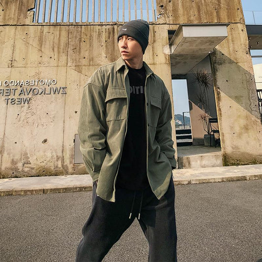 American Retro Corduroy Shirt Men's Loose