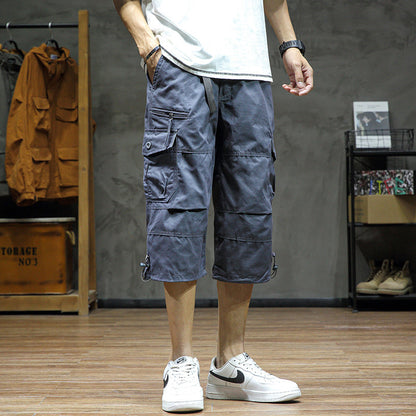 Casual Cropped Pants Men's Loose Straight