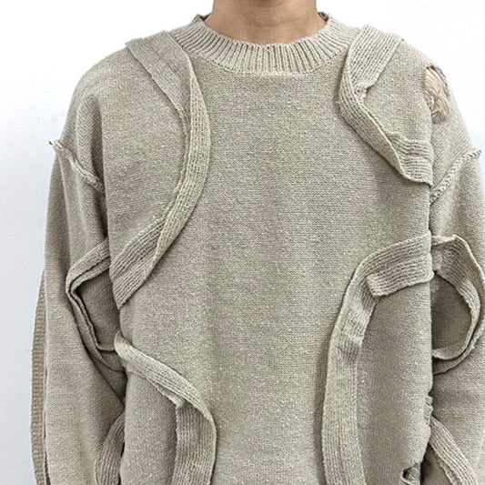 Winter New Retro Loose Fringe Design Round Neck Knitted