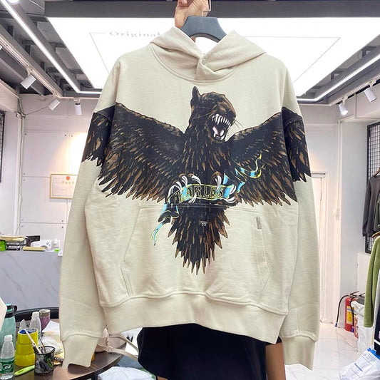 Animal Tiger Eagle Print High Street Washed Hoodie