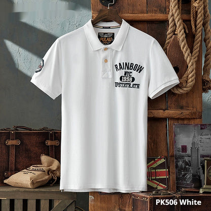 Summer Casual Men's Slim-fitting Simple Lapel Short Sleeve T-shirt