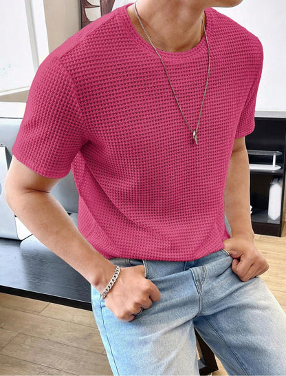 Men's Casual Loose Solid Color Short Sleeve