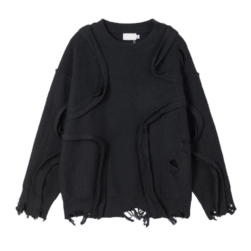 Winter New Retro Loose Fringe Design Round Neck Knitted