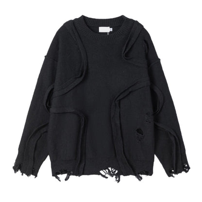 Winter New Retro Loose Fringe Design Round Neck Knitted