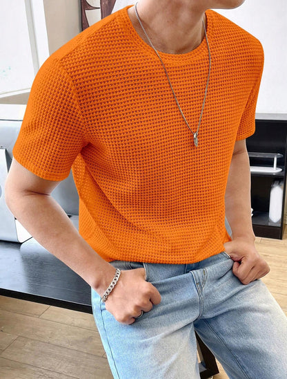 Men's Casual Loose Solid Color Short Sleeve