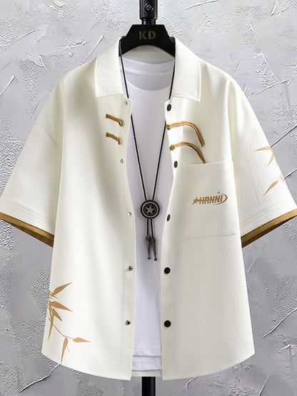 New Chinese Style National Style Suit Men's Summer Short Sleeve Shirt Shorts Wear A Set Of Casual Sports Clothes