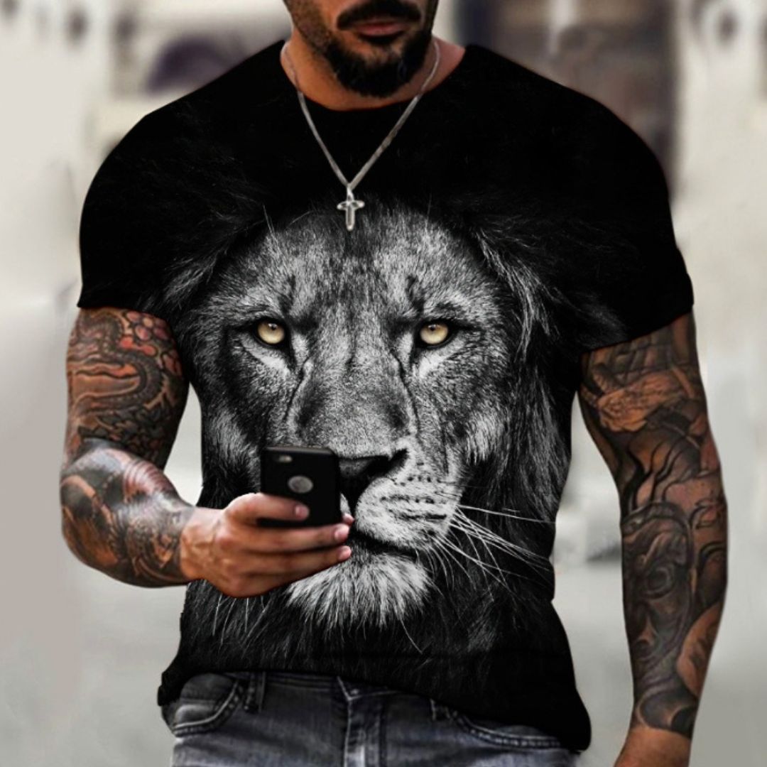 Men's Crew Neck Casual Beast 3D Digital Printing Short Sleeve