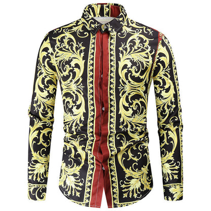 Foreign Trade New Men&amp;#039;s Shirt Spring And Autumn New Fashion Print Youth Long-sleeved Shirt Men&amp;#039;s Casual Slim Shirt