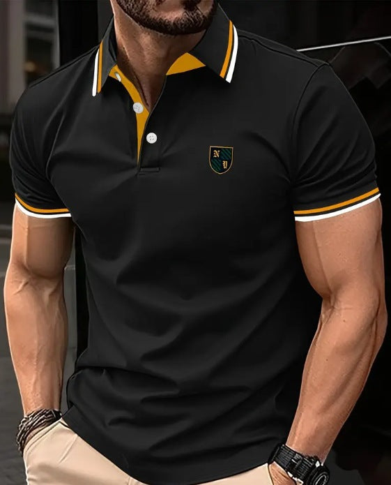 Men's Printed Color Short-sleeved Lapel Shirt