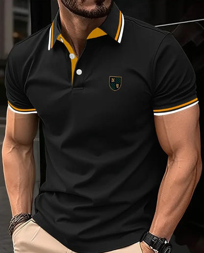 Men's Printed Color Short-sleeved Lapel Shirt