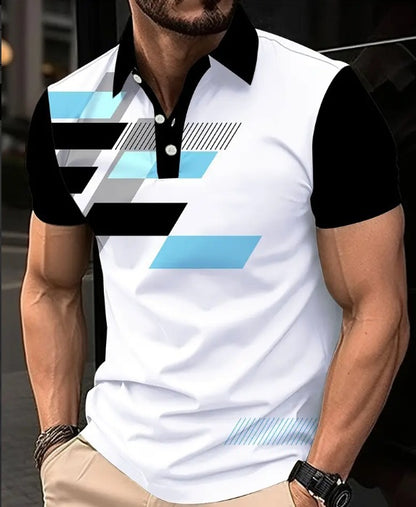 Men's Printed Color Short-sleeved Lapel Shirt