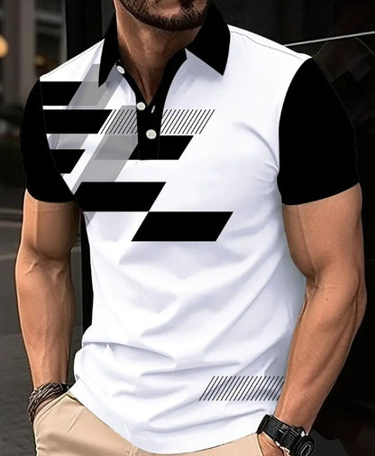 Men's Printed Color Short-sleeved Lapel Shirt