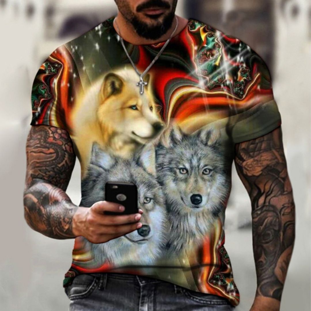 Men's Crew Neck Casual Beast 3D Digital Printing Short Sleeve