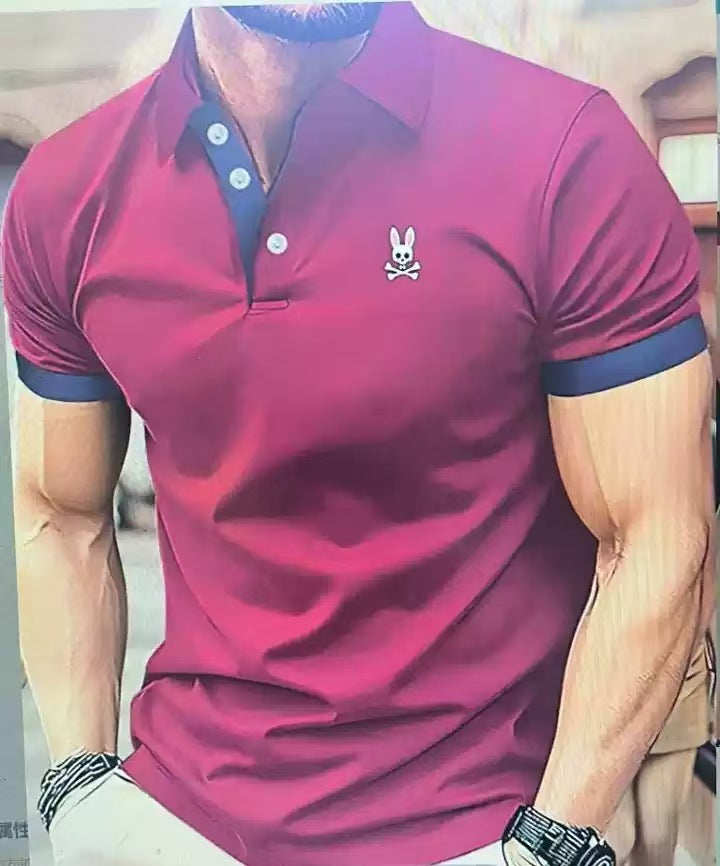 Men's Printed Color Short-sleeved Lapel Shirt