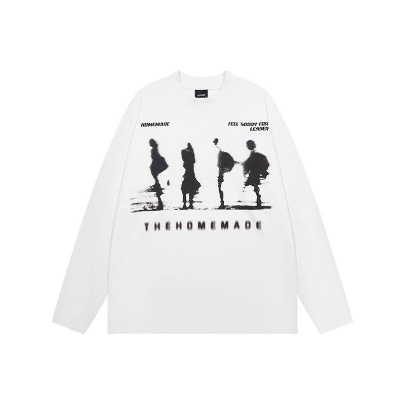 New Real Shot American Street Fashion Printed Long Sleeve T-shirt