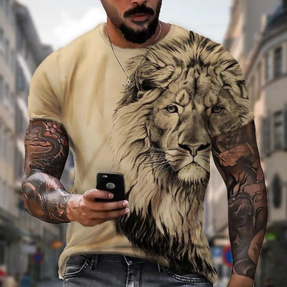 Men's Crew Neck Casual Beast 3D Digital Printing Short Sleeve