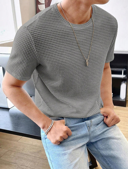 Men's Casual Loose Solid Color Short Sleeve