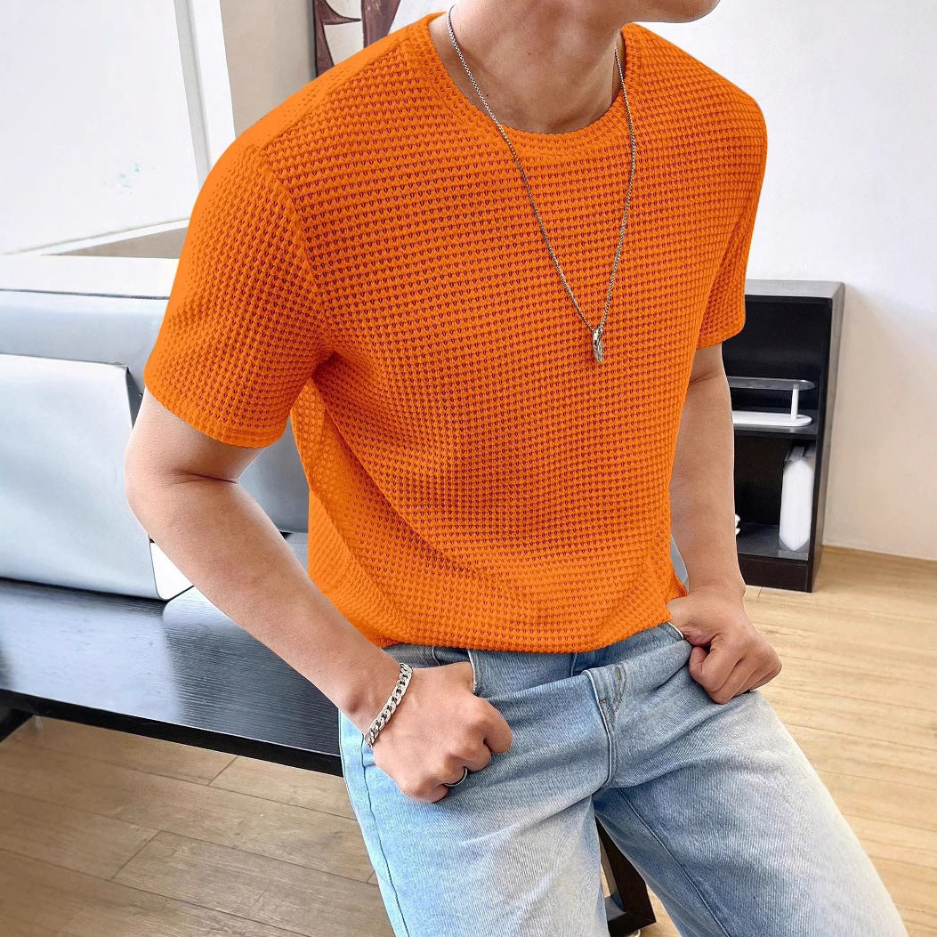 Men's Casual Loose Solid Color Short Sleeve