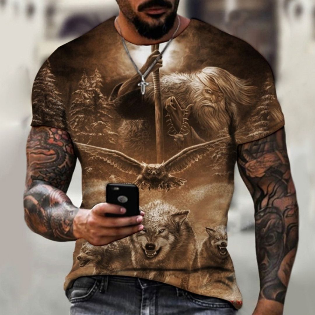 Men's Crew Neck Casual Beast 3D Digital Printing Short Sleeve