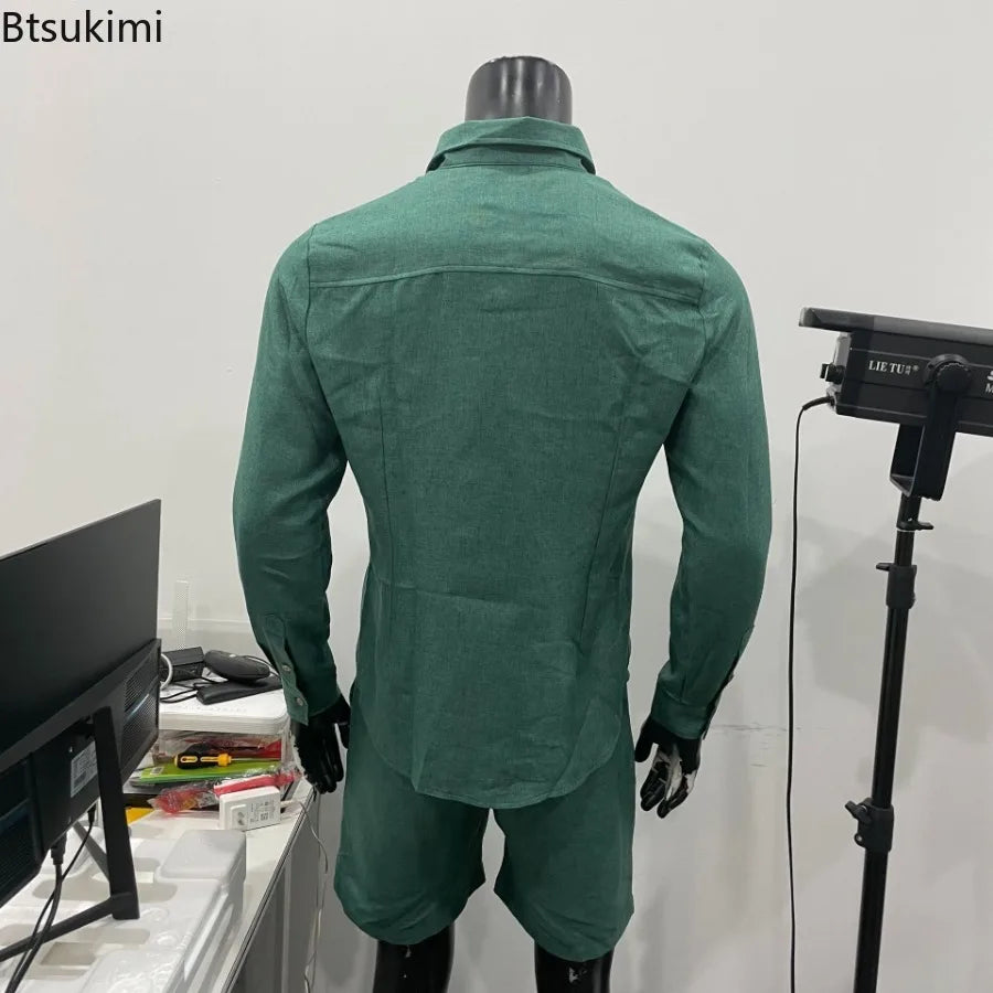 Men's Summer Comfy Cotton Linen Shorts set