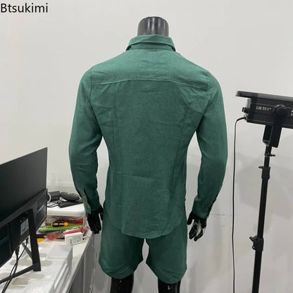 Men's Summer Comfy Cotton Linen Shorts set