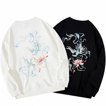 Men's Fleece Padded Coat Embroidered Shirt Round Neck