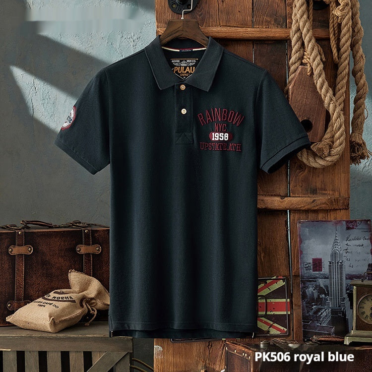 Summer Casual Men's Slim-fitting Simple Lapel Short Sleeve T-shirt