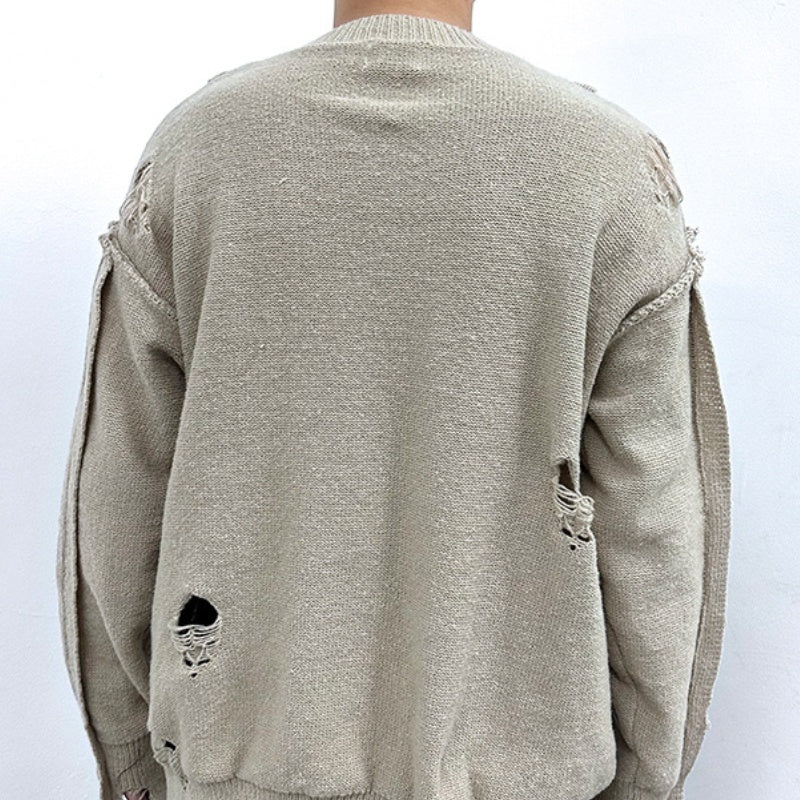 Winter New Retro Loose Fringe Design Round Neck Knitted