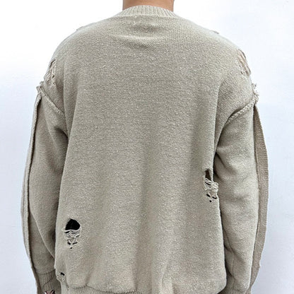 Winter New Retro Loose Fringe Design Round Neck Knitted