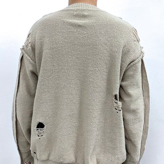 Winter New Retro Loose Fringe Design Round Neck Knitted