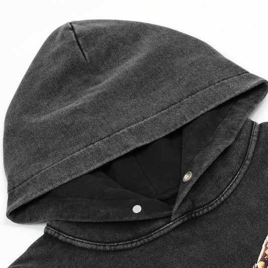 Animal Tiger Eagle Print High Street Washed Hoodie